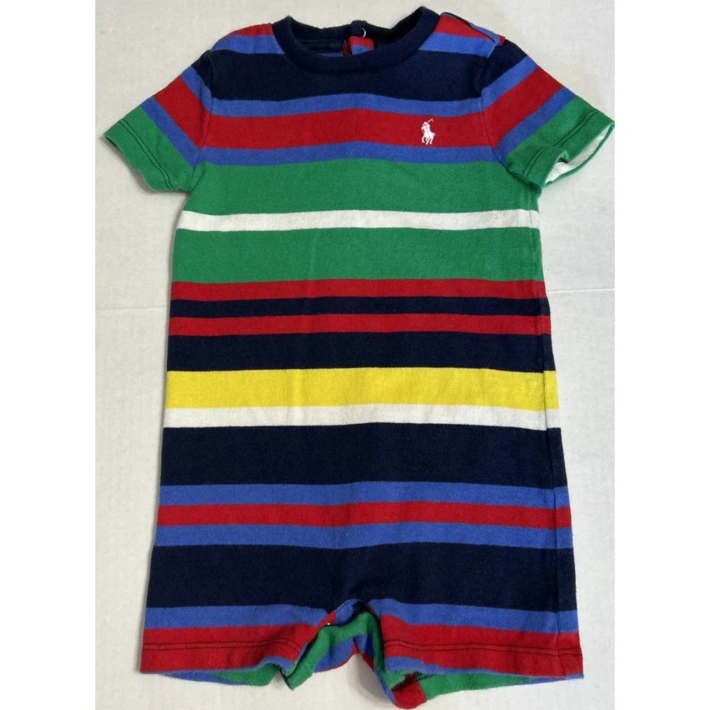 Baby Polo Ralph Lauren romper jumpsuit Colorblock Striped shortall 18 Months